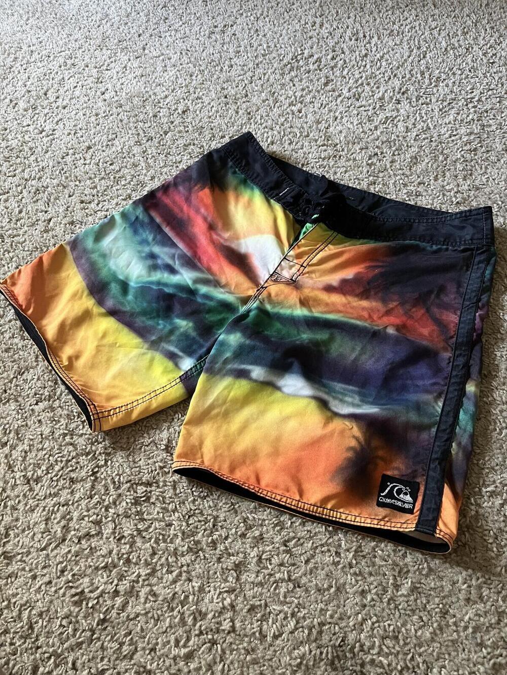 Quiksilver Y2K Tropical Beach Sunset Watercolor Board Shorts